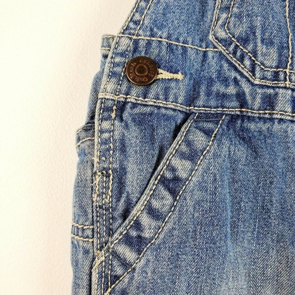OshKosh Bgosh Vestbak Infant Boys Denim Jean Carpenter Overall Shorts 12 Months - Picture 5 of 10
